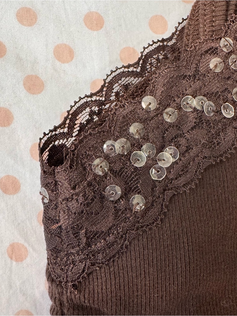 NWT Hollister 25 Years Limited Edition Brown Sequin Lace Cami Tank Top - Picture 4 of 6